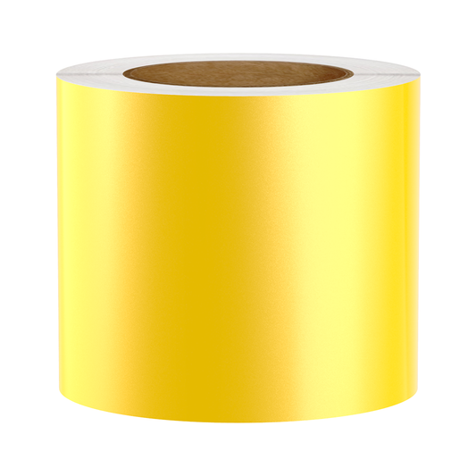 Reflective Vinyl Label Tape For Zebra Printers, Yellow, 4.50" x 150' (Sold as 2-Pack of 75' Rolls)