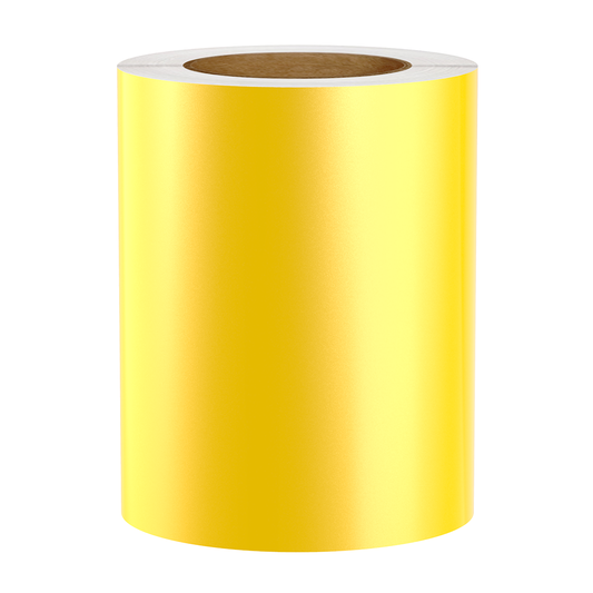 Reflective Vinyl Label Tape For Zebra Printers, Yellow, 6.50" x 150' (Sold as 2-Pack of 75' Rolls)